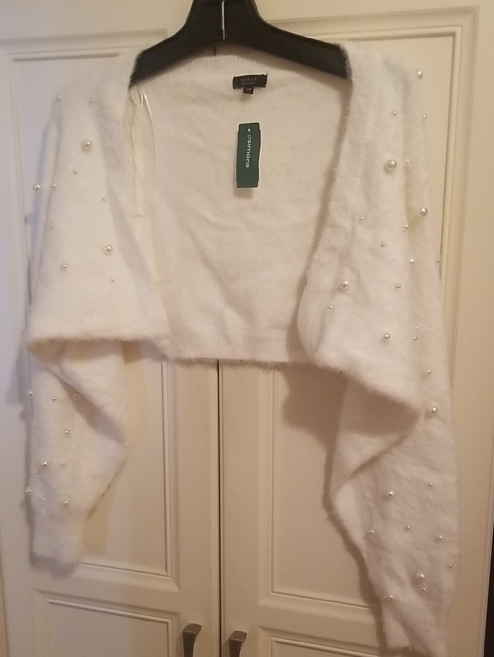 BNWT debut White Pearl-Embellished Women's Shrug Sz S